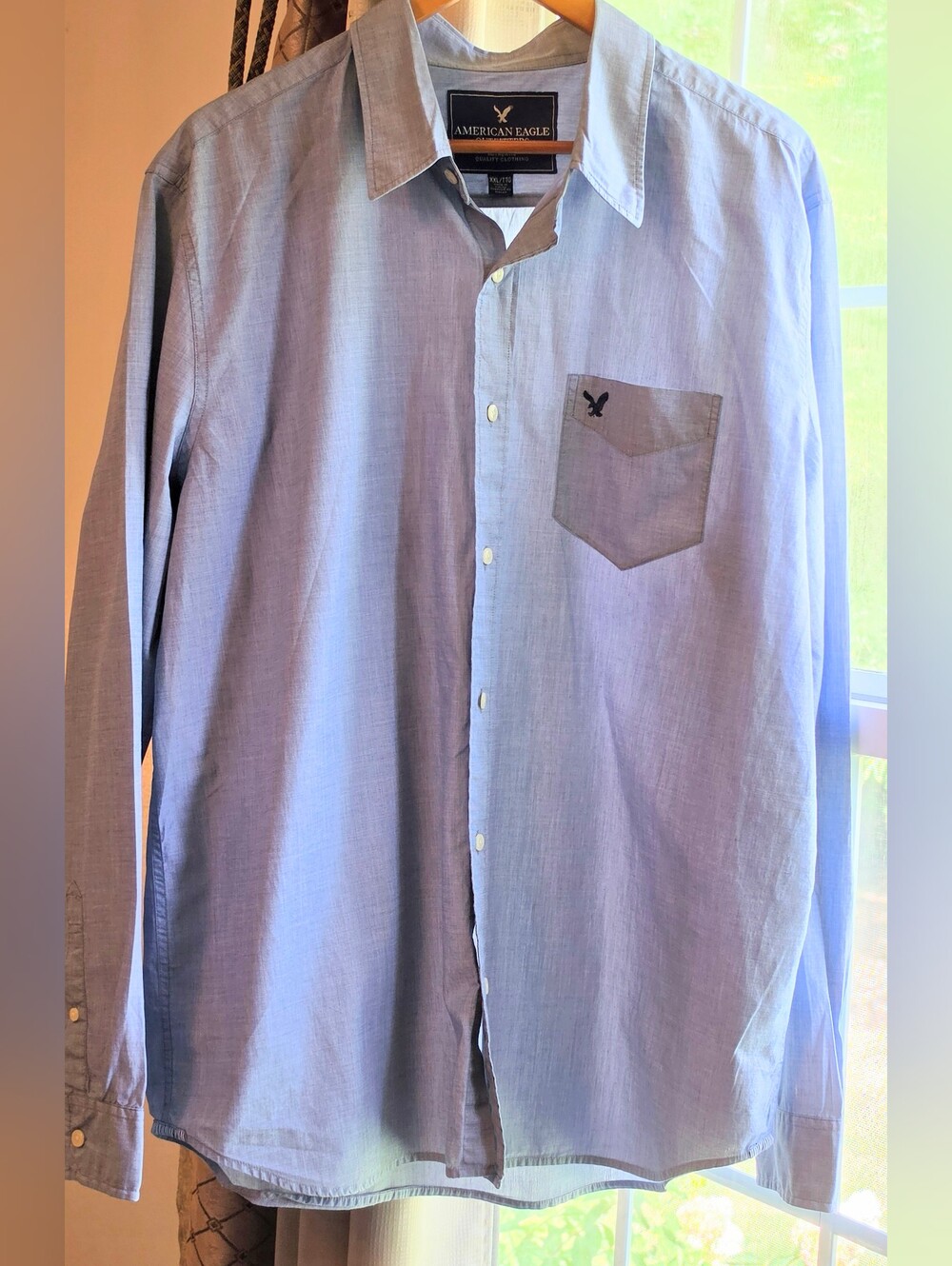 American Eagle Outfitters Men’s Light Blue Button-Up Shirt